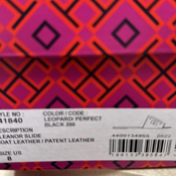 TORY BURCH ELEANOR SLIDE GOAT AND PATENT LEATHER W/LEOPARD PRINT STRAP SIZE 8 - Picture 13 of 13